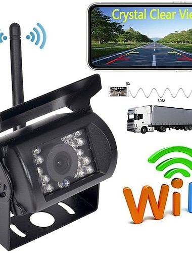  Cámara de visión nocturna wifi para coche, cámara de marcha atrás, cámara de marcha atrás para autobús y camión para iphone/android