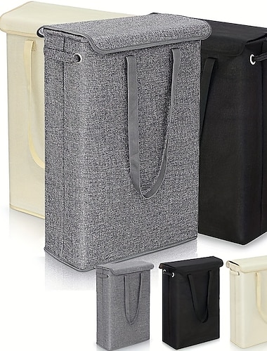  45l panier à linge mince avec couvercle main étroite main fine panier à linge sale chambre maternelle panier entier sac de rangement
