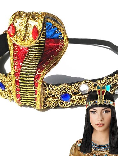  traje egipcio reina serpiente diadema accesorios tocado egipcio doblable oro de las mujeres egipto medusa joyería para halloween mardi gras