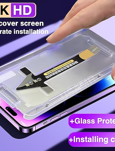  8k high-end gehard glas voor iphone 14 13 12 11 pro max xs max x xr schermbeschermer met uitlijningsmontagedeksel