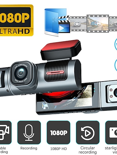  K1-303 1080p Nuevo diseño / HD / con cámara trasera DVR del coche 170 Grados Gran angular 3 pulgada IPS Dash Cam con WIFI / Visión nocturna / G-Sensor 4 LED infrarrojos Registrador de coche
