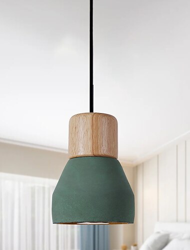  LED-Pendelleuchte, Holz, Kunst, Zement, Beton, Hängelampe, einfaches Café, Restaurant, Bar, Pendelleuchte, E27-Lichtquelle, Metall, Eisen, Kunst-Droplight, Taschenlampe, Beton-Deckenleuchte, 110–240 V