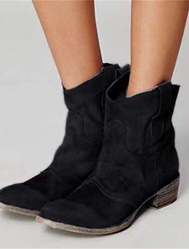  braune Westernstiefeletten aus Wildlederimitat für Damen – Cowboystiefel im Vintage-Stil mit niedrigem Absatz für lässige Outfits