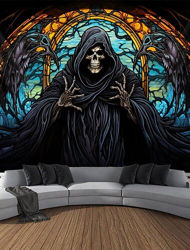  Halloween död hängande tapet glasmålning väggkonst stor tapet mural dekoration fotografi bakgrund filt gardin hem sovrum vardagsrum dekoration dekorationer