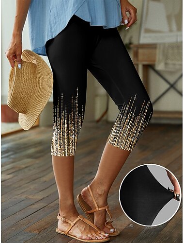 Femme Normal Gaine Pantalons Capri Design Décontractées Capris Taille Haute Dégradé Fleur Taille elastique Imprimer Respirabilité Confortable Haute élasticité Casual Usage quotidien Azur Noir marron