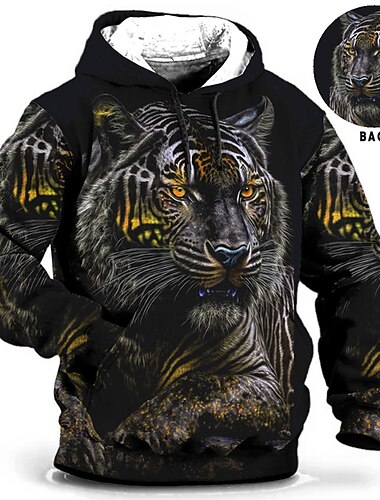  Herren Tiermotiv Grafikdrucke Kapuzensweatshirt Kapuzenshirts Pullover Pullover Langarm Sweatshirt mit Kapuze Mit Kapuze Täglich 3D-Druck Ferien Ausgehen Streetwear Gelb Blau Druck Frühling & Herbst