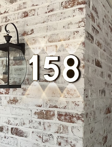  أرقام منازل led خارج الجدار ضوء ip65 مقاوم للماء led عائم رقم عنوان المنزل الفولاذ المقاوم للصدأ أرقام منازل كبيرة وحديثة للخارج ، ساحة ، شارع 110-240 فولت