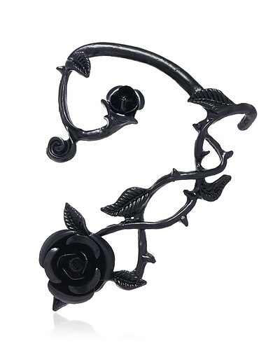  Elf Rose Blumenfee Ear Cuffs Erwachsene Damen Punk-Gotik Halloween Karneval Einfaches Karnevalskostüm