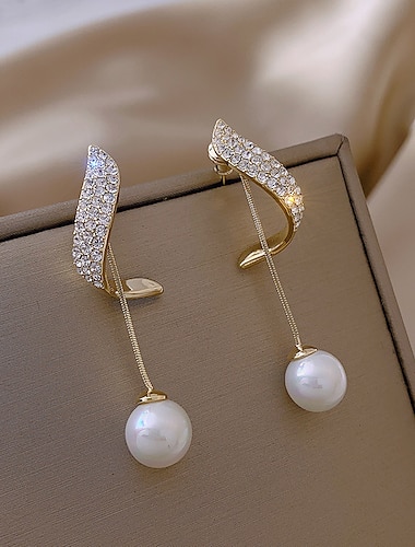 בגדי ריקוד נשים פנינה עגילי טיפה תכשיטים מהודרים קלאסי יָקָר מסוגנן פשוט עגילים תכשיטים לבן עבור חתונה מפלגה זוג 1