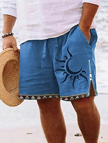  Herren Sonne Grafikdrucke Badeshorts Boardshorts Badehosen Mittlere Taille Vintage Ethno-Stil Retro Vintage Lässig Täglich Ferien Reißverschluss Tasche Elastischer Bund Designer Bekleidung