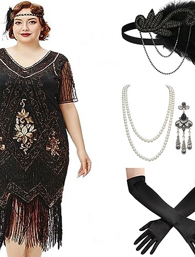  Retro vintage Roaring jaren '20 Jaren 1920 Flapper jurk Jurken Cosplay kostuum The Great Gatsby Bruiloftsgast Pailletten Kwastje Dames Kerstmis Halloween Carnaval Halloween Feest / Uitgaan