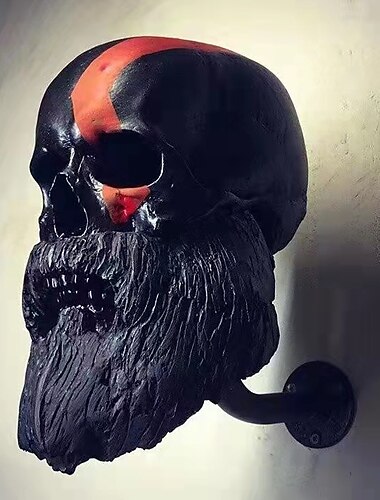  Halloween-Totenkopf-Helmhalter, Motorrad-Totenkopf-Helmhalter, wandmontierter Helmständer, Totenkopf-Motorradhelm, abnehmbarer Kunstharz-Kunsthandwerk-Wandhalter für Motorradhelme