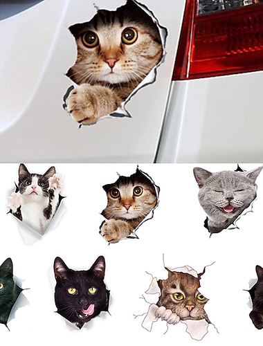  winston & beer 3d kattenstickers - 2 pack - zwarte kattenmuurstickers - kattenmuurstickers voor slaapkamer - koelkast - toilet - auto - winkelverpakking