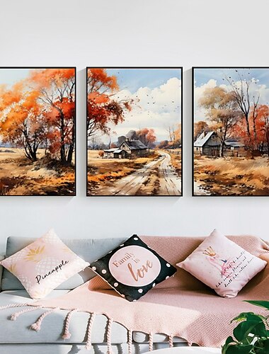  Ölgemälde einer Herbstszene auf Leinwand, handgefertigtes Herbstkunstwerk, Improvisation der Natur, handgemalte Herbstlandschaft, abstrakt, modern, gerollte Leinwand (kein Rahmen)