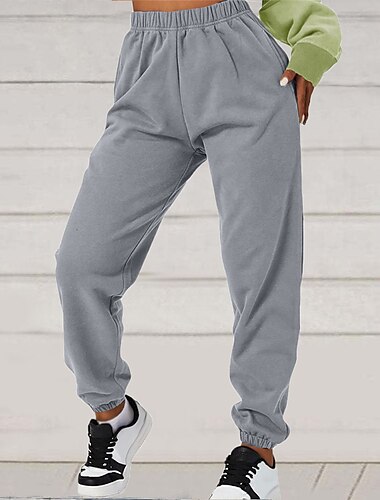  Dam Joggingbyxor Kinesiska Byxor Mode Ledig / Sportig Fullängd Hög midja Slät Ficka Elastisk midja Komfort Mateial som andas Mjuk Microelastisk Semester Gata Dagligen Svart Vit Rosa Blå Sommar Höst