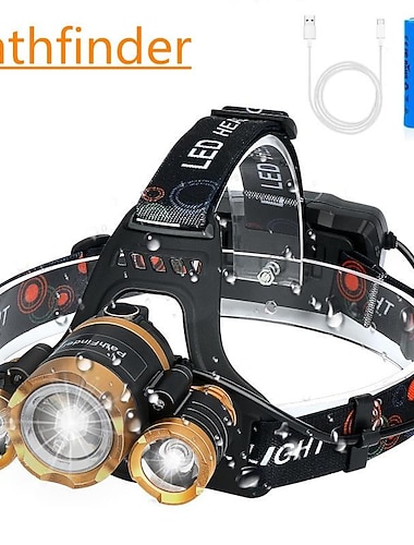  pathfinder ir sensor led koplamp koplamp hoofd zaklamp zaklamp zoomable 12000 lumen t6 oplaadbare voorhoofd lamp licht vissen