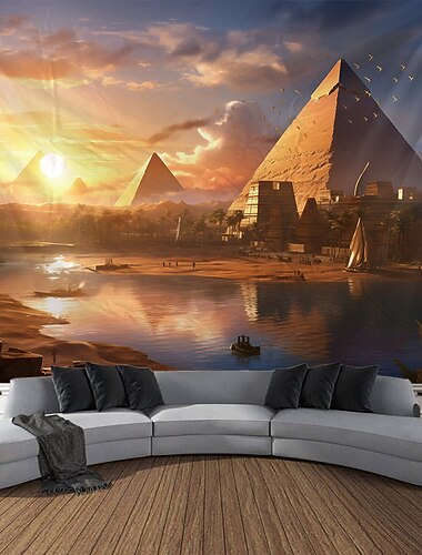  Egyptische piramide hangend tapijt kunst aan de muur groot tapijt muurschildering decor foto achtergrond deken gordijn thuis slaapkamer woonkamer decoratie