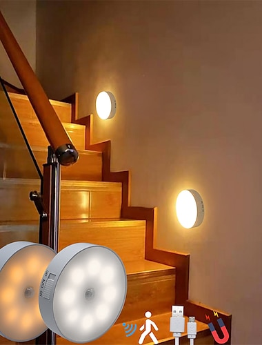  8 led φως αισθητήρα κίνησης led usb νυχτερινό φως κουζίνας υπνοδωμάτιο σκάλα ντουλάπι χωλ ντουλάπα φως νύχτας φως φόρτισης