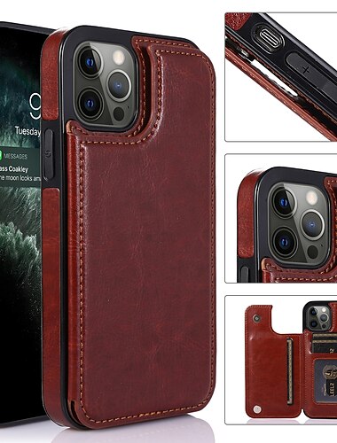  Funda para teléfono para iPhone 16 iPhone 15 Pro Max Plus iPhone 14 13 12 11 Pro Max Mini X XR XS Max 8 7 Plus Funda abatible con soporte para anillo magnético Shockproof PU Cuero