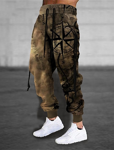  Voor heren Joggingbroeken Jogger Broek Trekkoord Elastische taille 3D-afdrukken Grafische prints Comfort Buitensporten Casual Dagelijks Katoenmix Streetwear Ontwerper blauw Khaki Micro-elastisch