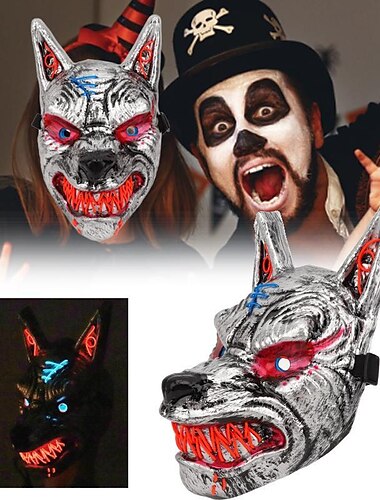 halloween farkas fejmaszk anime démon led halloween félelmetes farkas maszk jelmez partira