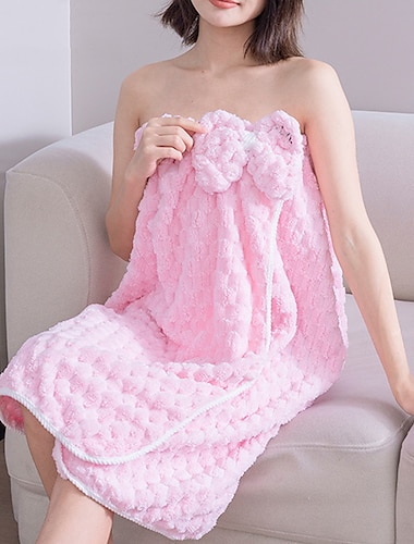  koraal pluche wolk plaid badrok zacht water absorberend strikje draagbare badjas handdoek meisje hart