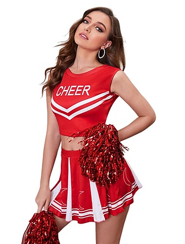  Cheerleader Cosplay Kostüm Minirock Uniform Erwachsene Damen Sexy Kostüm Leistung Party Halloween Karneval Einfache Halloween-Kostüme