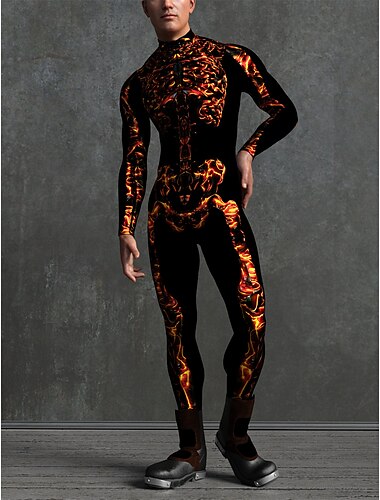  Skelett Totenkopf Faschingskostüme Ganzkörpertrikot Cosplay Kostüm Bodysuits Ganzkörper-Catsuit Erwachsene Herren Damen Ein Stück Gruseliges Kostüm Party Halloween Maskerade Karneval Einfaches