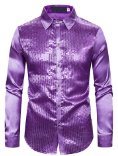  Retro Vintage 1970er Disko Bluse / Hemd Cosplay Farbblock Herren Karnevalskostüm Halloween Karneval Maskerade Leistung Party Bühne Erwachsene Hemd Sommer Frühling