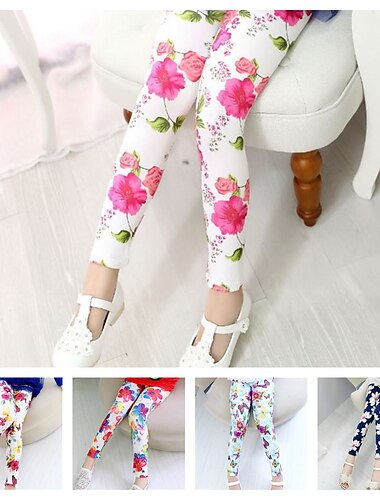  Leggings Enfants Fille Cœur Actif Extérieur Coton 3-7 ans Automne Papillon bleu Papillon blanc Papillon rose
