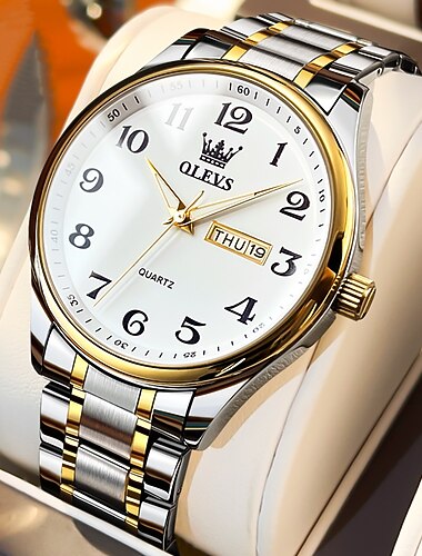  OLEVS Mannen Quartz Horloge Kalender Grote Wijzerplaat Waterdicht Dag Datum Titanium Legering Horloge