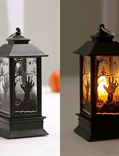  Halloween-Kürbislaterne und Geisterfest, tragbare Windlampe, Simulation und Kreativität, Kerzenständer, LED-Lampe, Dekoration, elektronische Kerzenlampe, Requisite
