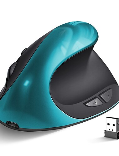  Wiederaufladbare vertikale Mäuse, ergonomische kabellose Maus, 2,4 g, USB-Empfänger, 1600 einstellbare dpi, 6-Tasten-Maus
