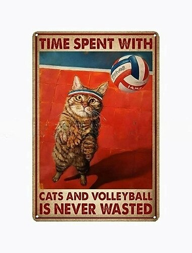  1 Stück Retro-Metall-Blechschild, Katze, Wein, Blechschild, Vintage-Küchenschilder, Wanddekoration, Malerei, Wandbehang für Heimdekoration, Wandkunst, Metall-Blechschild, 20 x 30 cm/8'' x 12''