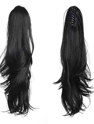  טופר הארכת קוקו לנשים חתיכת שיער מתולתל 24 תוספות שיער סינטטי זנב קוקו ארוך מאוד & גלי נפח מסולסל עמיד בחום
