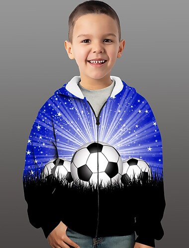  Pojkar 3D Färgblock Kappa Långärmad Höst Vinter Aktiv Streetwear Häftig Barn 3-12 år Semester Gata Dagligen Normal