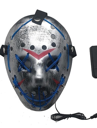  LED-Lichtreinigungsmaske, Jason-Maske, gruselige Masken, leuchtende Halloween-Maske für Kinder & Erwachsene 3 Blinkmodi