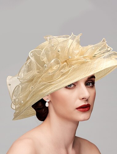  Καπέλα Μαντήλι Τούλι Άχυρο Τύπου bucket Καπελίνα Ψάθινο καπέλο Causal Αργίες Βίντατζ Κομψό Με Καθαρό Χρώμα Πλευρά δαντέλας Ακουστικό Καπέλα