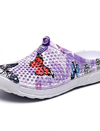  Atmungsaktive Damen-Schlupfschuhe aus Mesh – leichte Strand- und Gartenclogs mit Schmetterlingsdruck für den Sommer