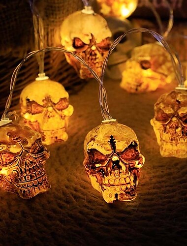  ハロウィンスカルストリングライト 1.5 メートル 10led バッテリー駆動ガーデンバルコニーパティオお化け屋敷ハロウィンパーティー家の装飾