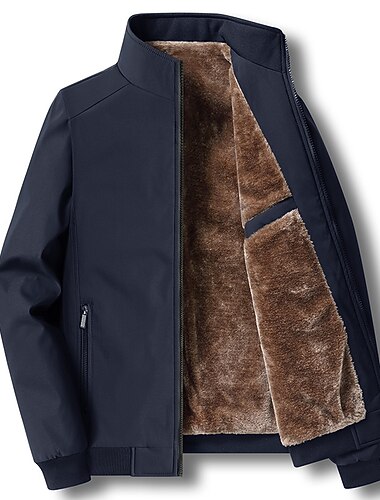  Ανδρικά Χειμωνιάτικα μπουφάν Μπουφάν fleece ΕΞΩΤΕΡΙΚΟΥ ΧΩΡΟΥ Καθημερινά Ρούχα Ζεστό Φερμουάρ Τσέπη Φθινόπωρο Χειμώνας Σκέτο Μοντέρνα Κομψό στυλ street Όρθιος Γιακάς Κανονικό