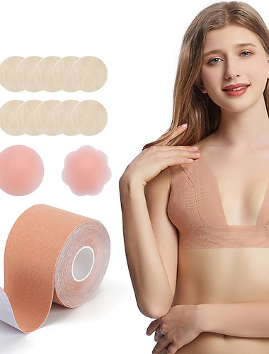  conjunto de accesorios de lencería invisible para mujer - empanadas de pezón adhesivas para levantar & Bodytape de soporte para el pecho para una apariencia segura y cómoda.