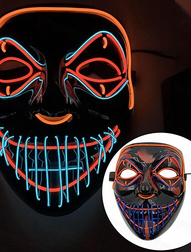  Benutzerdefinierte Halloween-Leuchtmaske, Kürbiskopf-Schrei-Maske, V-Buchstabe, grünes Haar, Cown-Cartoon-Sägezahnmaske
