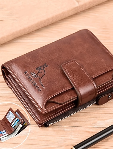  portafoglio portamonete da uomo alla moda con blocco rfid portafoglio da uomo in pelle pu cerniera porta carte di credito portafogli portamonete