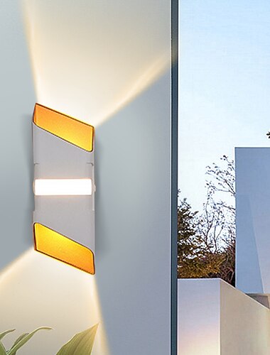  utendørs vegglampe opp og ned lys 2 lys vanntett ip65 veggarmatur belysning aluminium led utvendig lampe for innendørs utendørs terrasse veranda 110-240v