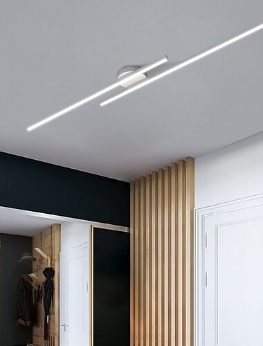  Minimalistische Deckenleuchte, lange Streifen, halbbündige Deckenleuchte, moderne Kronleuchter, lineare, deckennahe Leuchten für Wohnzimmer, Schlafzimmer, Flur, Küche, nur dimmbar mit Fernbedienung