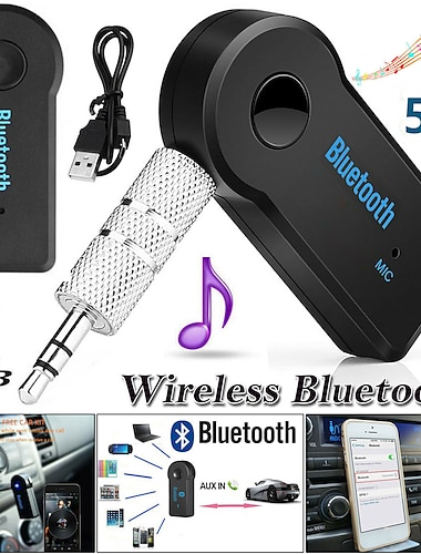  Kabelloser Bluetooth 3,5-mm-Aux-Audio-Stereo-Musik-Heim-Autoempfänger-Adapter, Mikrofon-Bluetooth-Empfänger, 3,5-mm-Kabelloser Auto-Bluetooth-Adapter, Aux-Auto-Audio-Empfänger-Konverter,