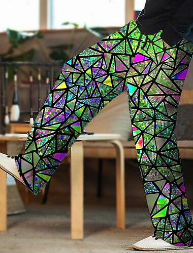  Voor heren Broek Zomerbroek Strandbroeken Trekkoord Elastische taille 3D-afdrukken Kleurenblok Grafische prints Geometrie Comfort Casual Dagelijks Feestdagen Streetwear Hawaii Lichtgroen Rood