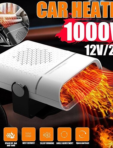  12V/24V Demister Car Auto Portable 2 In 1 Heater Cooler Fan Plugin Dryer