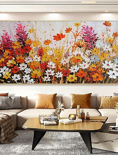  Mintura handgefertigte Blumen-Landschaftsölgemälde auf Leinwand, Wandkunst, Dekoration, modernes Bild für Heimdekoration, gerolltes, rahmenloses, ungedehntes Gemälde